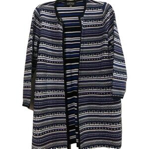 Kasper Size L Blue‎ Brown White Black Tweed Cardigan Sweater  Women L